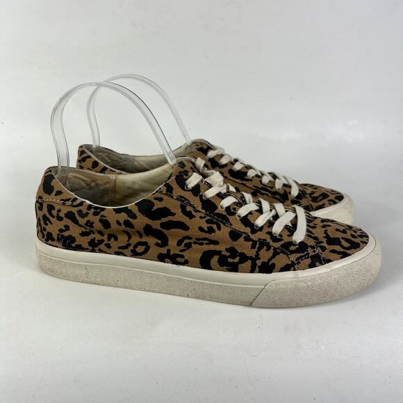 Madewell Sidewalk Low Top Sneaker women's 9 Leopard Print Recycled Canvas shoes - Picture 2 of 12